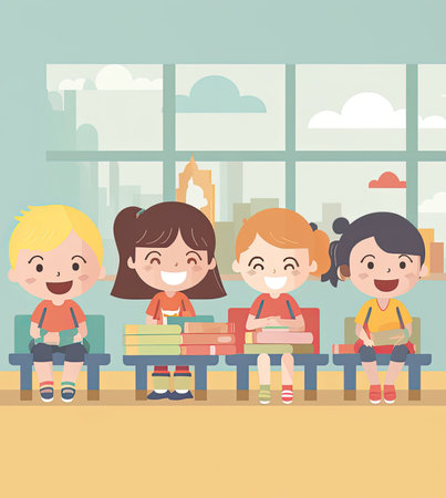 Students with diversity is sitting in classroom for education banner and background, Generative AIの素材