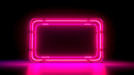Pink Neon LED light frame with copy space for Banner Background and mock up, Generative AIの素材