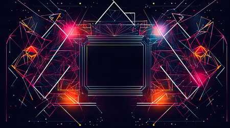 Futuristic frame abstract banner for EDM Technology music concert background, Generative AIの素材