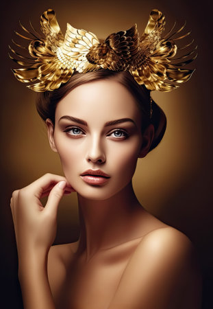 Luxury Woman Beauty shot portrait for luxury product poster and banner, Generative Aiの素材