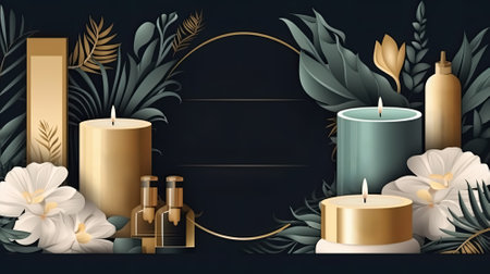 Spa poster and banner with cancles light and copy space, Generative Aiの素材