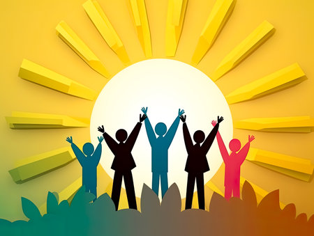 Paper Cut Business team with success for cartoon and illustration banner, Generative Aiの素材