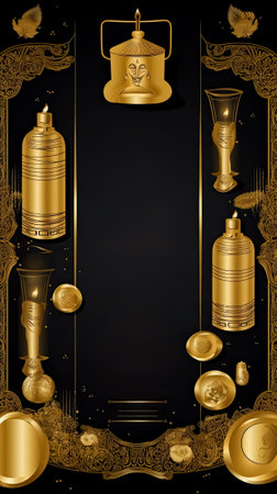 Golden Spa poster and banner with candles light and copy space, Generative Aiの素材