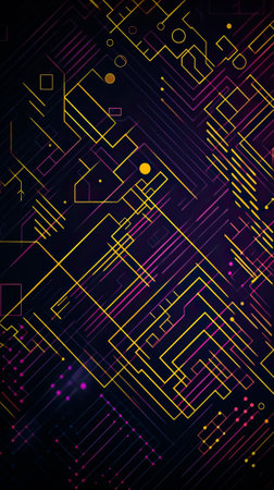 Purple and Yellow Technology abstract Futuristic background for modern banner and poster, Generative Aiの素材