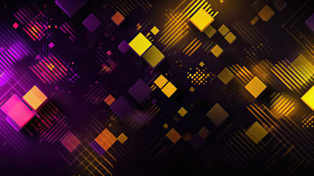 Purple and Yellow Technology abstract Futuristic background for modern banner and poster, Generative Aiの素材