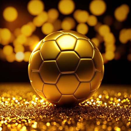 Golden soccer ball for luxury and award prize for bet concept, Generative Aiの素材