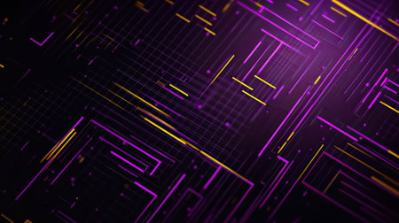 Purple and Yellow Technology abstract Futuristic background for modern banner and poster, Generative Aiの素材