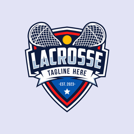 Lacrosse badge emblem logo. Sports label vector illustrationのイラスト素材