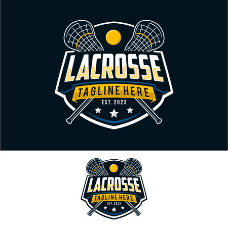 Lacrosse badge emblem logo. Sports label vector illustrationのイラスト素材