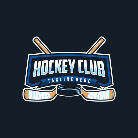 Hockey badge emblem logo. Sports label vector illustration for a hockey clubのイラスト素材