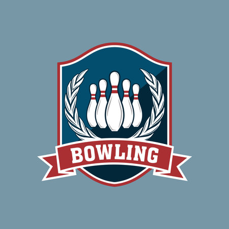 Professional bowling tournament badge logo design, sport logo vector illustrationのイラスト素材