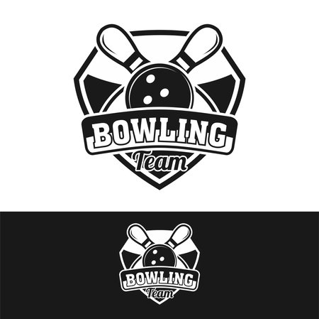 Professional bowling tournament badge logo design, sport logo vector illustrationのイラスト素材