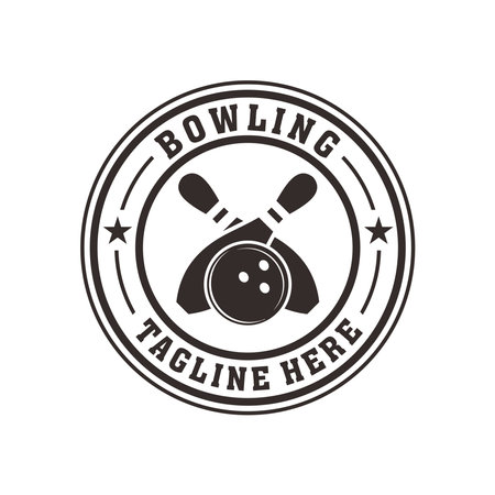 Professional bowling tournament badge logo design, sport logo vector illustrationのイラスト素材