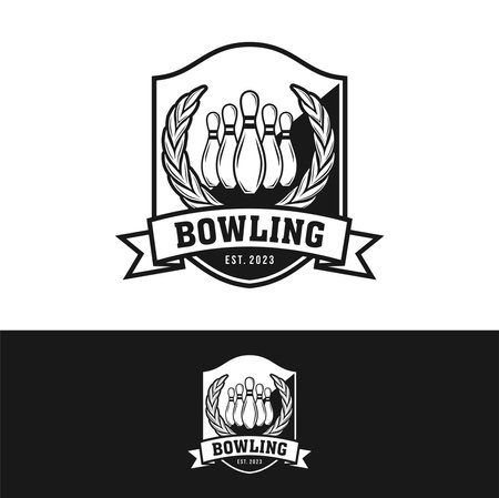 Professional bowling tournament badge logo design, sport logo vector illustrationのイラスト素材