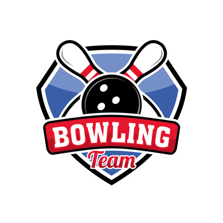 Professional bowling tournament badge logo design, sport logo vector illustrationのイラスト素材