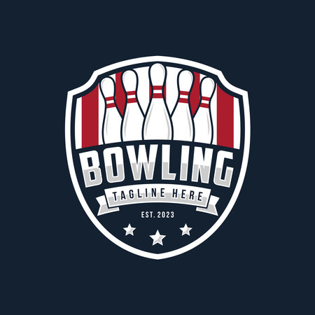 Professional bowling tournament badge logo design, sport logo vector illustrationのイラスト素材