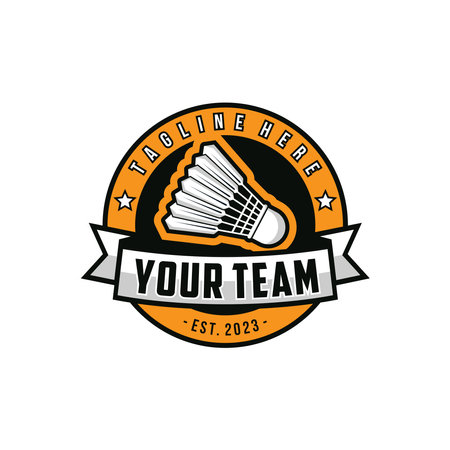 Badminton badge logo in modern style, vector logo design for badminton clubのイラスト素材