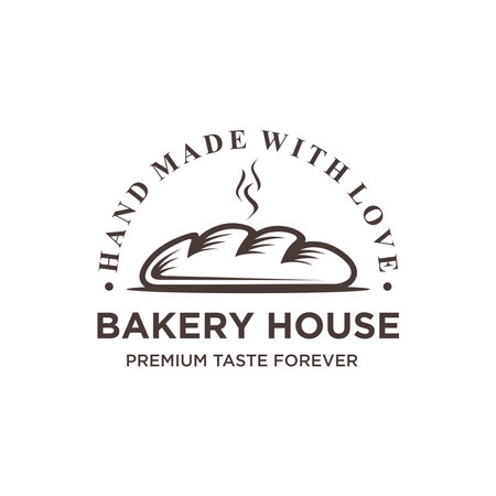 Bakery logo vector illuustration, Cake Shop Label Vector Logo Stamp. Bread logo designのイラスト素材