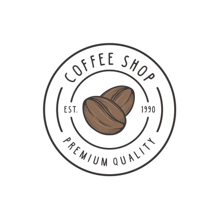 Coffee logo vector design template, retro vintage coffee bean logoのイラスト素材