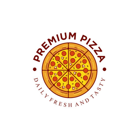Pizza Logo Vector. Pizza logo template. Vector emblem for cafe, restaurant or food delivery service.のイラスト素材
