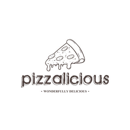 Pizza Logo Vector. Pizza logo template. Vector emblem for cafe, restaurant or food delivery service.のイラスト素材
