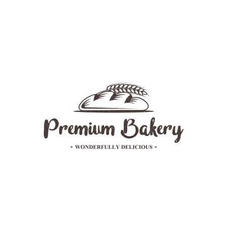 Bakery logo vector illuustration, Cake Shop Label Vector Logo Stamp. Bread logo designのイラスト素材
