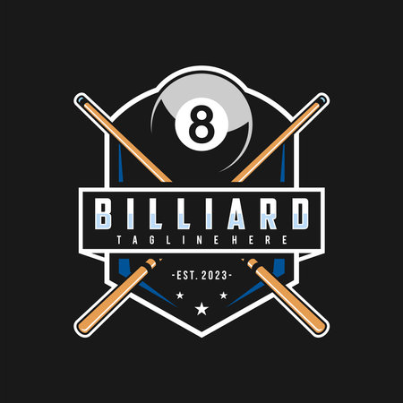 Billiard club Logo Template Design, Sports label vector illustrationのイラスト素材