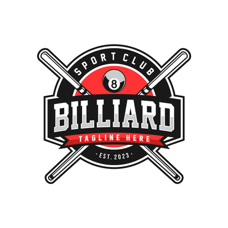 Billiard club Logo Template Design, Sports label vector illustrationのイラスト素材