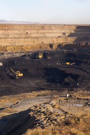 View of coal mine from vista point in Russia