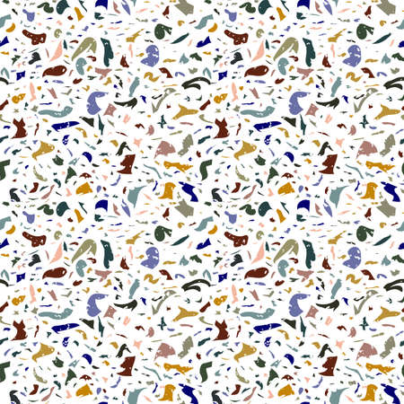 Trendy earth colors terrazzo seamless pattern. Floor texture. Vector terrazzo repeat pattern. Modern stone surface. Abstract art.のイラスト素材