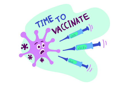 Coronavirus vector vaccination illustration. End of corona virus concept. Time to vaccinateのイラスト素材