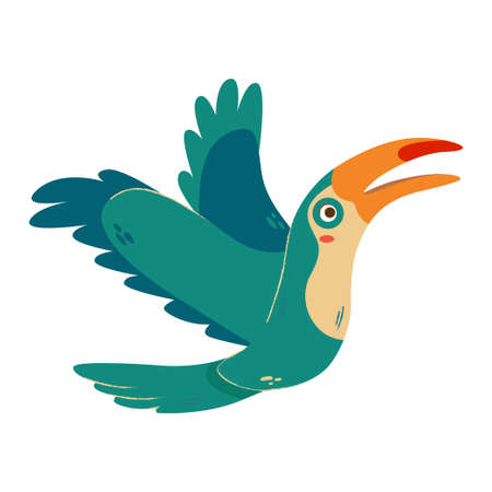 Cute toucan vector illustration. Exotic colorful bird isolated on white backgroundのイラスト素材