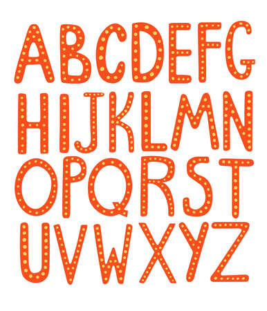 Cute kids alphabet lettering. Hand drawing flat font for children isolated on whiteのイラスト素材