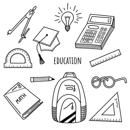 Vector illustration hand draw icon education doodle style.のイラスト素材