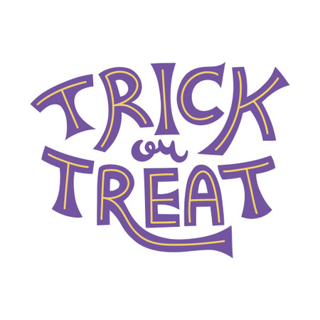 Trick or treat Halloween lettering phrase illustration. Vector typography design. Festive lettering greetings design element for prints.のイラスト素材