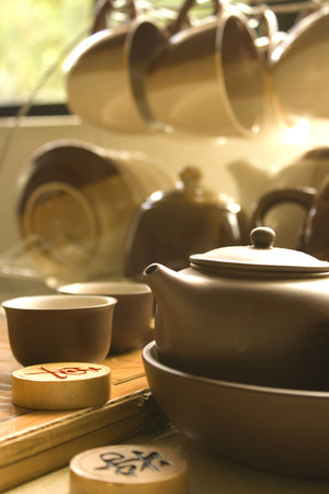Chinese Tea with Chinese Chess, Xiang Qiの写真素材