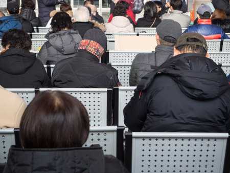 People sitting and waitingの写真素材
