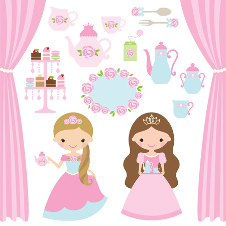 illustration of rose princess tea party theme.のイラスト素材