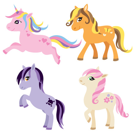 Vector illustration of colorful horse, unicorn, or pony.のイラスト素材