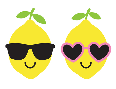 Vector illustration of cool lemon wearing sunglasses in summer.のイラスト素材