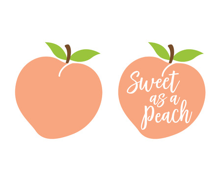 Peach logo with quote âSweet as a Peachâ vector illustration.のイラスト素材