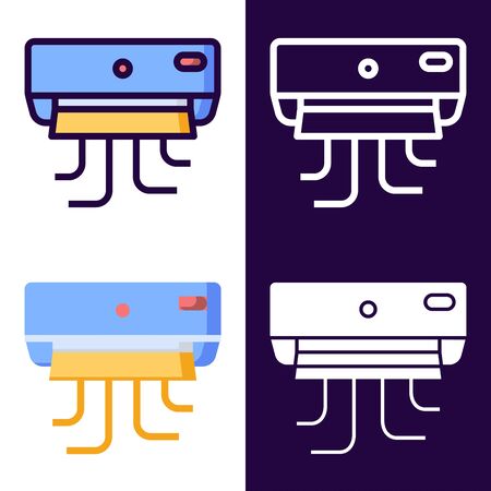 AC Air Conditioning Icon Set. filled outline, line, glyph, flat iconsのイラスト素材