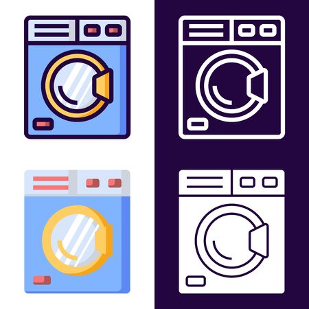 Washing Machine Icon Set. filled outline, line, glyph, flat iconsのイラスト素材