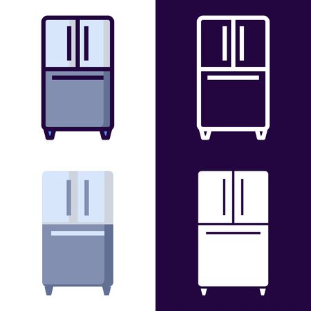 Refrigerator Fridge Icon Set. filled outline, line, glyph, flat iconsのイラスト素材