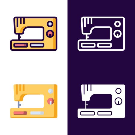 Sewing Machine Icon Set. filled outline, line, glyph, flat iconsのイラスト素材