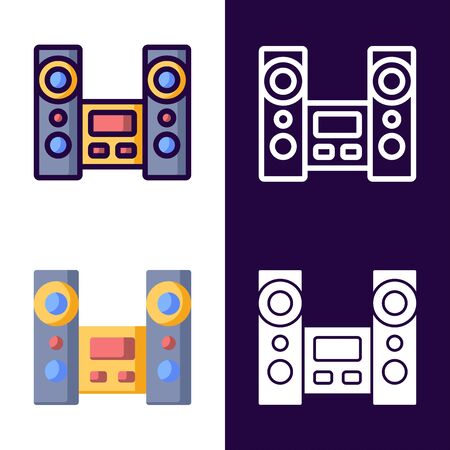 Home Audio System Icon Set. filled outline, line, glyph, flat iconsのイラスト素材
