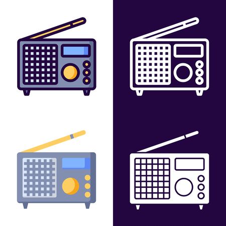Radio Icon Set. filled outline, line, glyph, flat iconsのイラスト素材