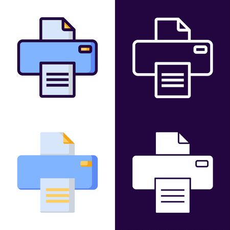 Printer Fax Icon Set. filled outline, line, glyph, flat iconsのイラスト素材