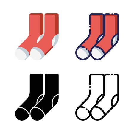 Socks Icon Set Logo. filled outline, line, glyph, flat iconsのイラスト素材