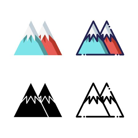 Mountains Icon Set Logo Winter Holidays. filled outline, line, glyph, flat iconsのイラスト素材